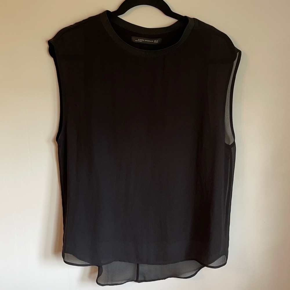 Zara lined chiffon top